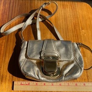 Michael Kors small pebbled gold leather crossbody